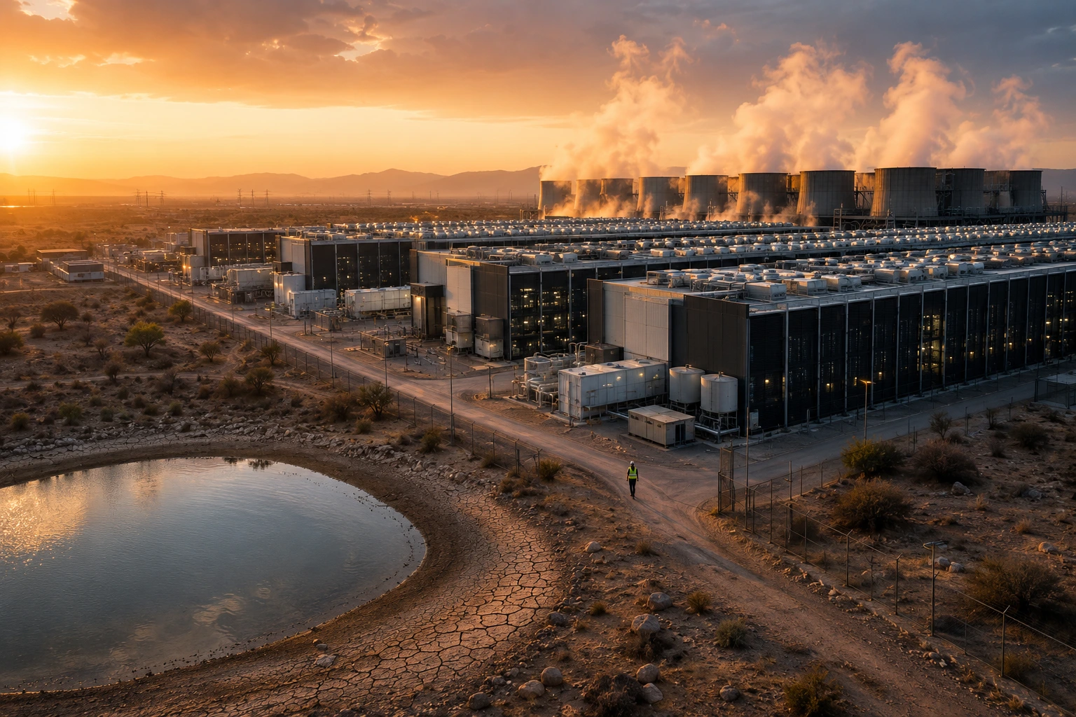 data centres of AI creating draught
